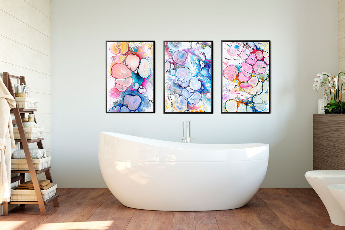 Abstrakt kunst til badeværelset med moderne designs