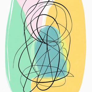 Minimalisme farverig plakat Doodles I