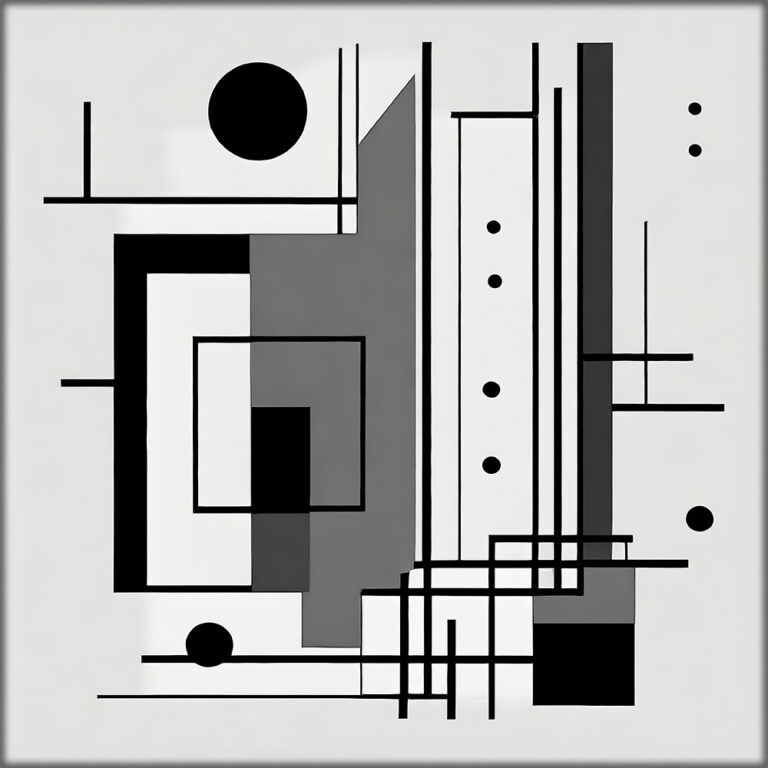 Bauhaus sort hvid lærredstryk Pipes II