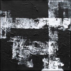 Minimalisme sort hvid akrylmaleri Onyx I