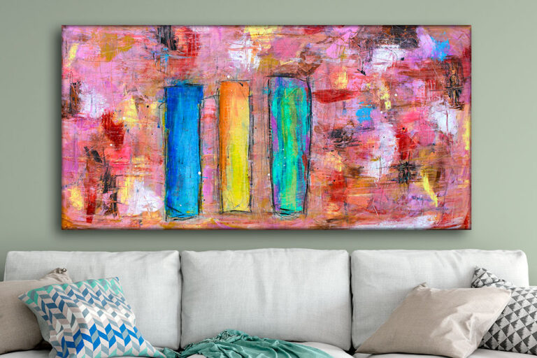 Originale malerier på lærred med struktur, farvedybde og håndmalede detaljer