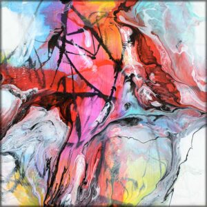 Abstrakt lille akrylmaleri Evolve I