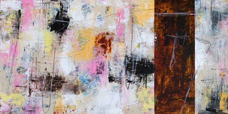 Originalt maleri til lyse stuer, hvor en enkel indretning har brug for mere varme, dybde og nærvær i vægfladen.