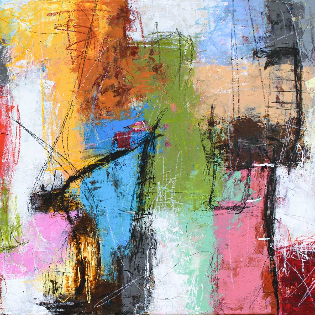 Deflection VI - farverig plakat med kunst